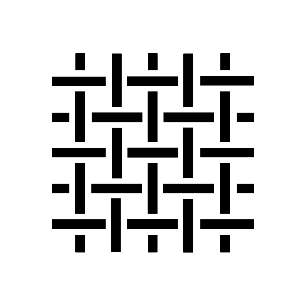 Pictogramme noir de structure tissée croisée, icône illustrant la fibre textile Lyocell pour Bonjour Leoni.